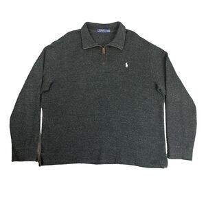 Polo Ralph Lauren 1/4 Zip Sweater Mens XL Charcoal Pullover Preppy Old Money